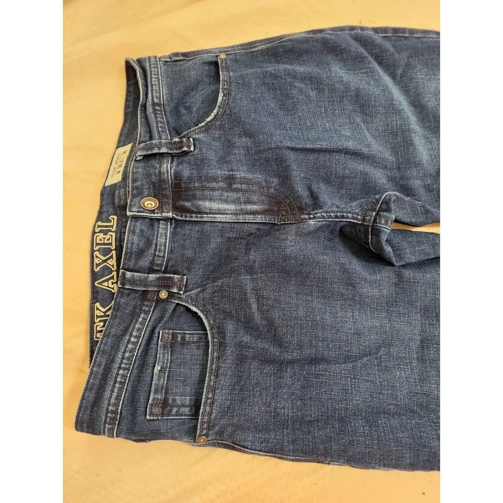 Axel Jeans Mens Slim Bootcut Dark Wash Denim Embroidered Flap Pocket 36x30